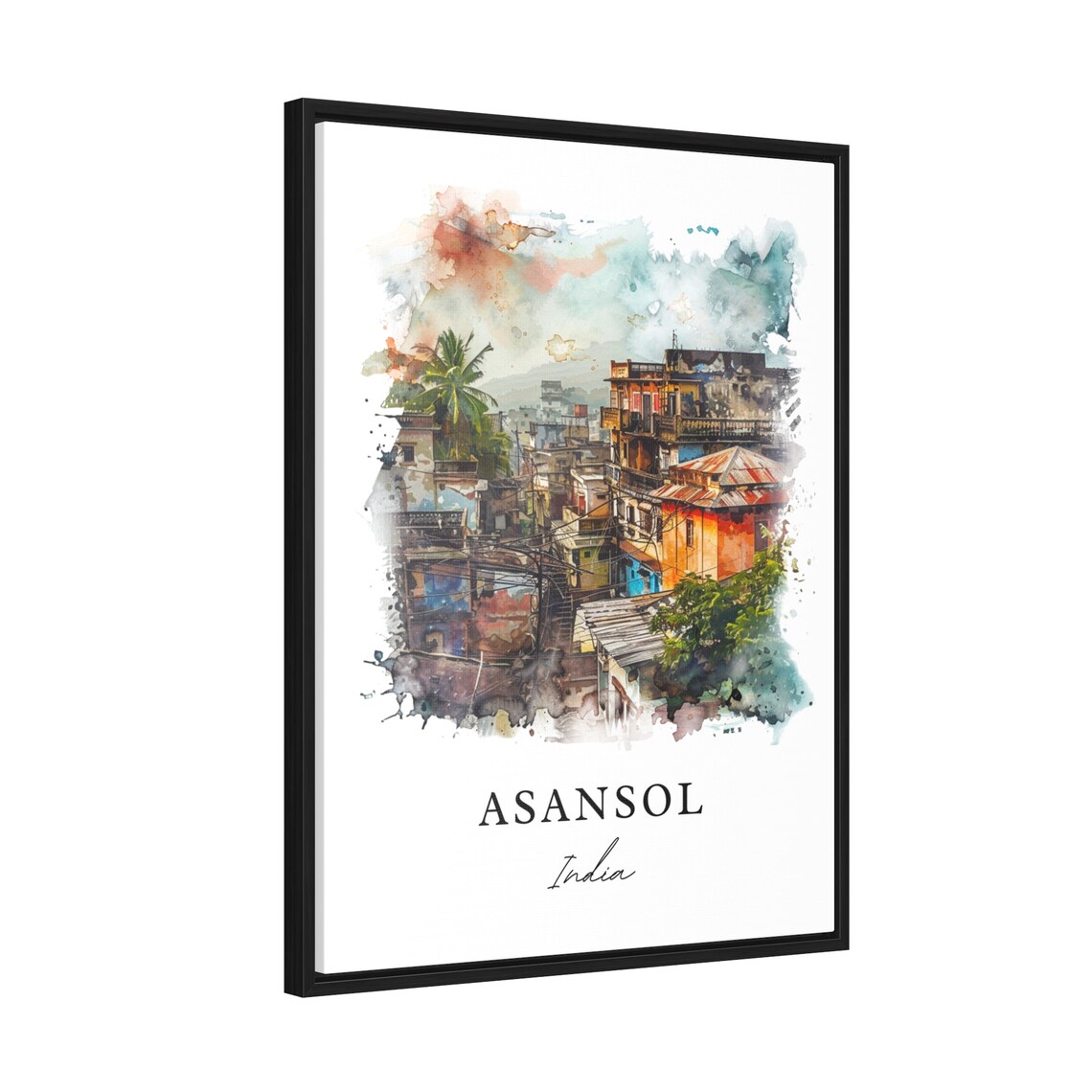 Asansol India Colorful Old Town Watercolor Travel Art Poster - Image 2