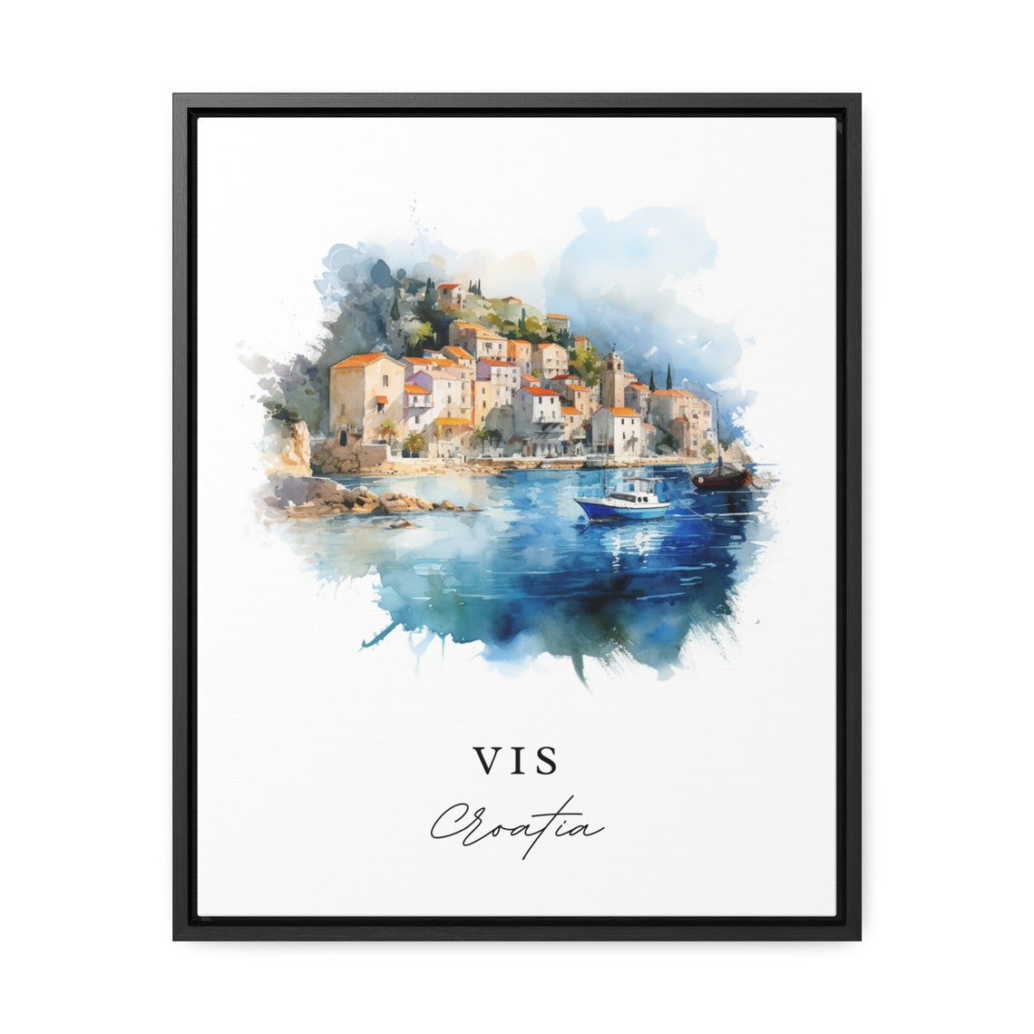 Vis Croatia Watercolor Travel Poster, Wall Art Print - Image 2