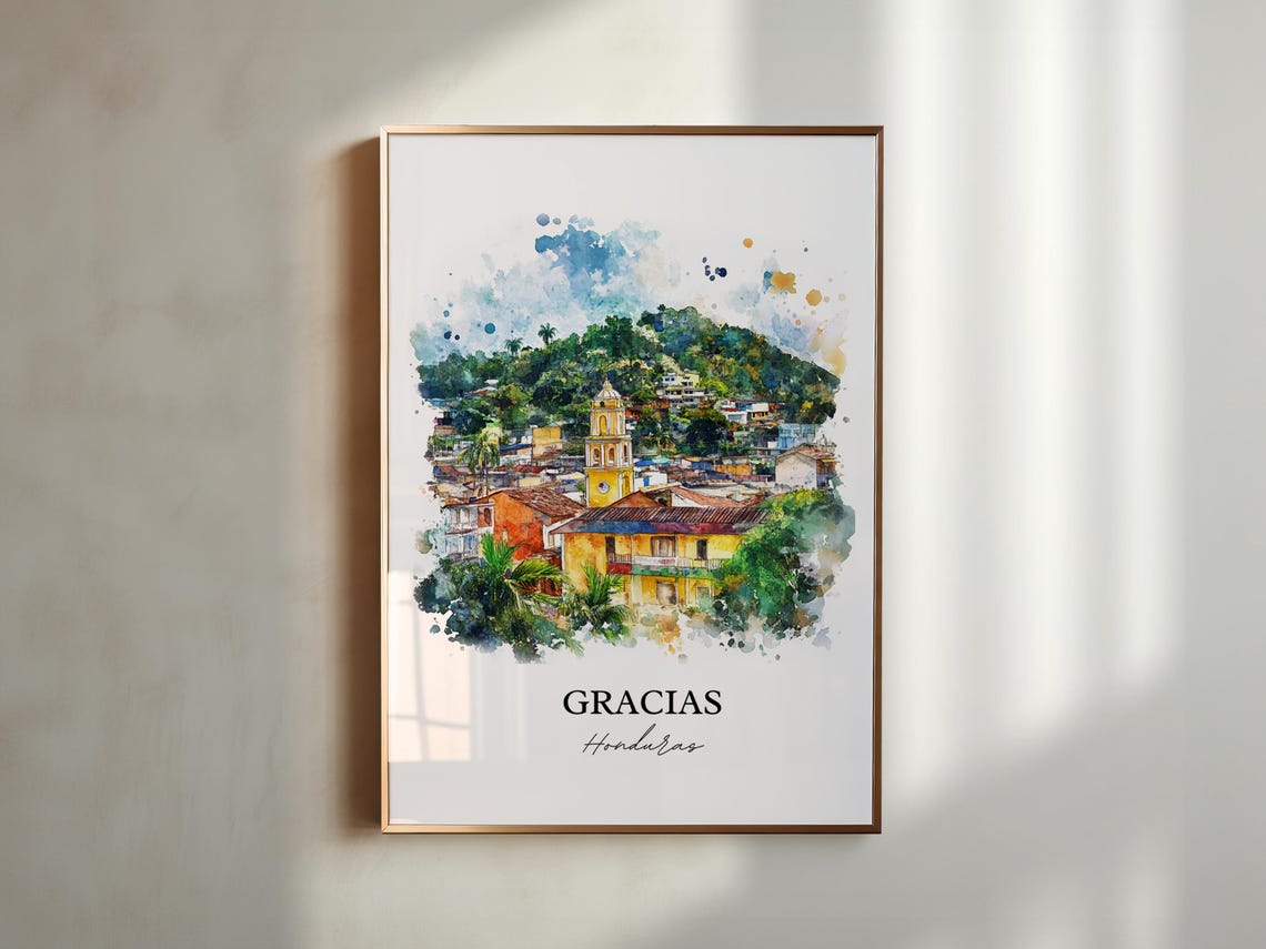 Gracias Honduras Wall Art Print Watercolor Gift Travel Poster Housewarming - Image 5