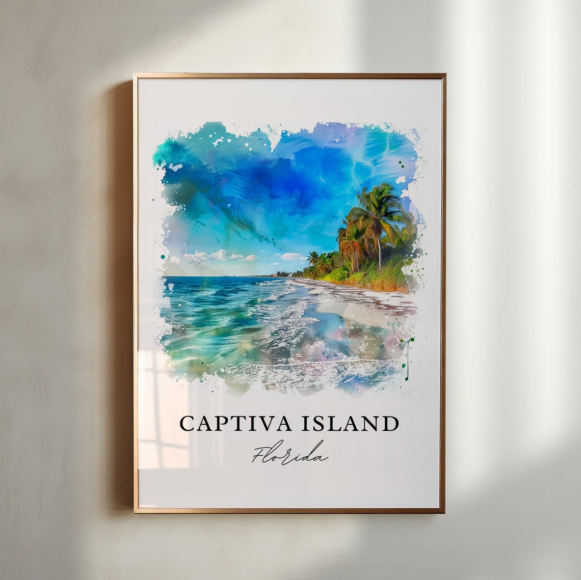 Captiva Island Florida Watercolor Sandy Beach Coast Art Print