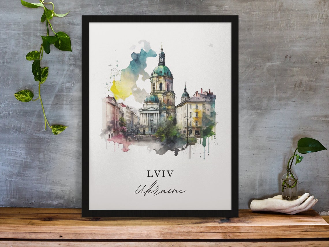 Lviv Ukraine Travel Poster, Custom Text Personalised - Image 3