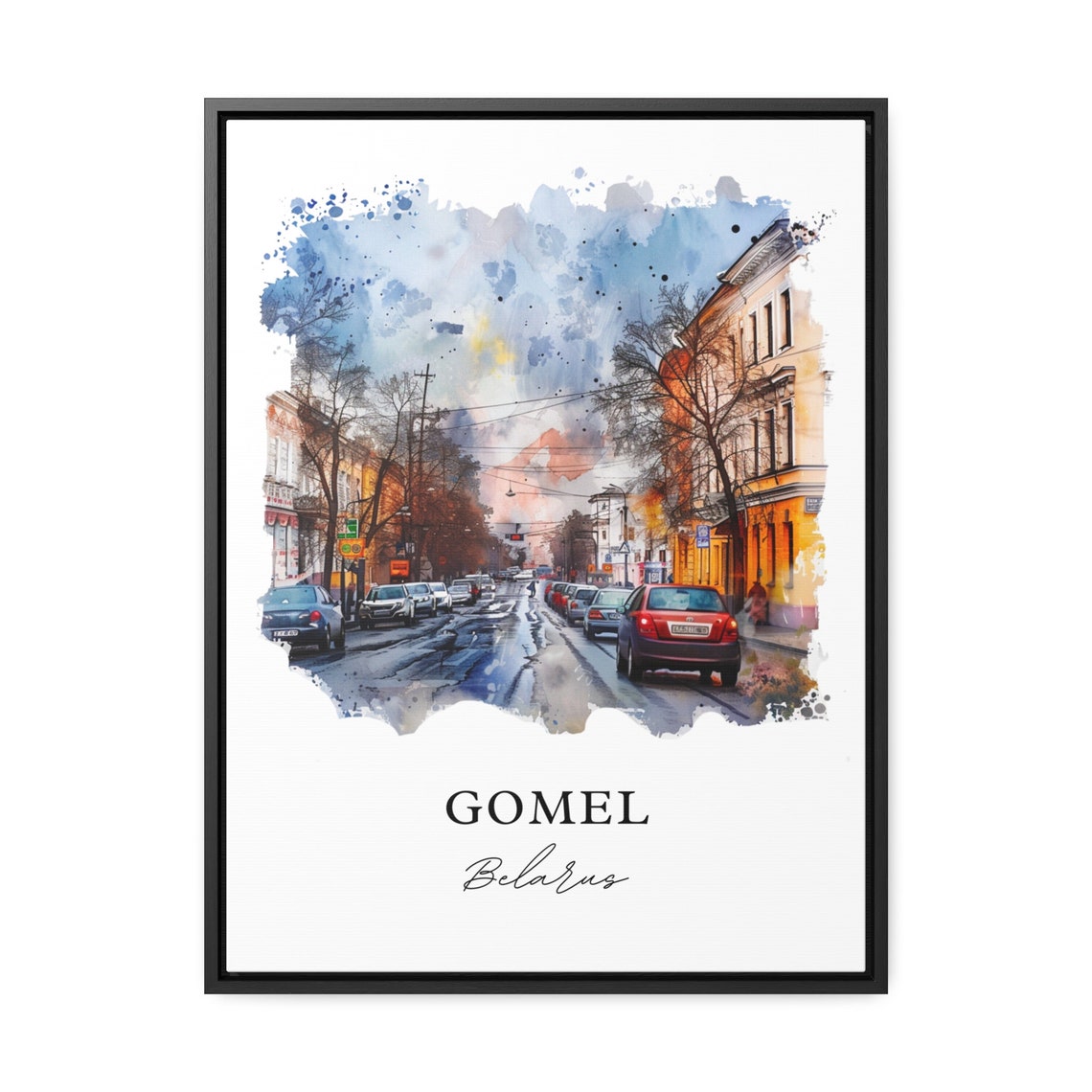 Gomel Belarus Autumn City Street Watercolor Art Travel Poster - Image 3