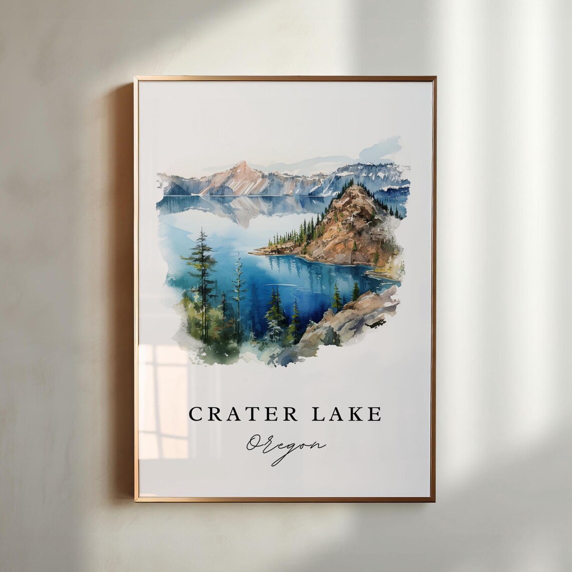 Crater Lake Personalized Travel Poster, Oregon Wall Art