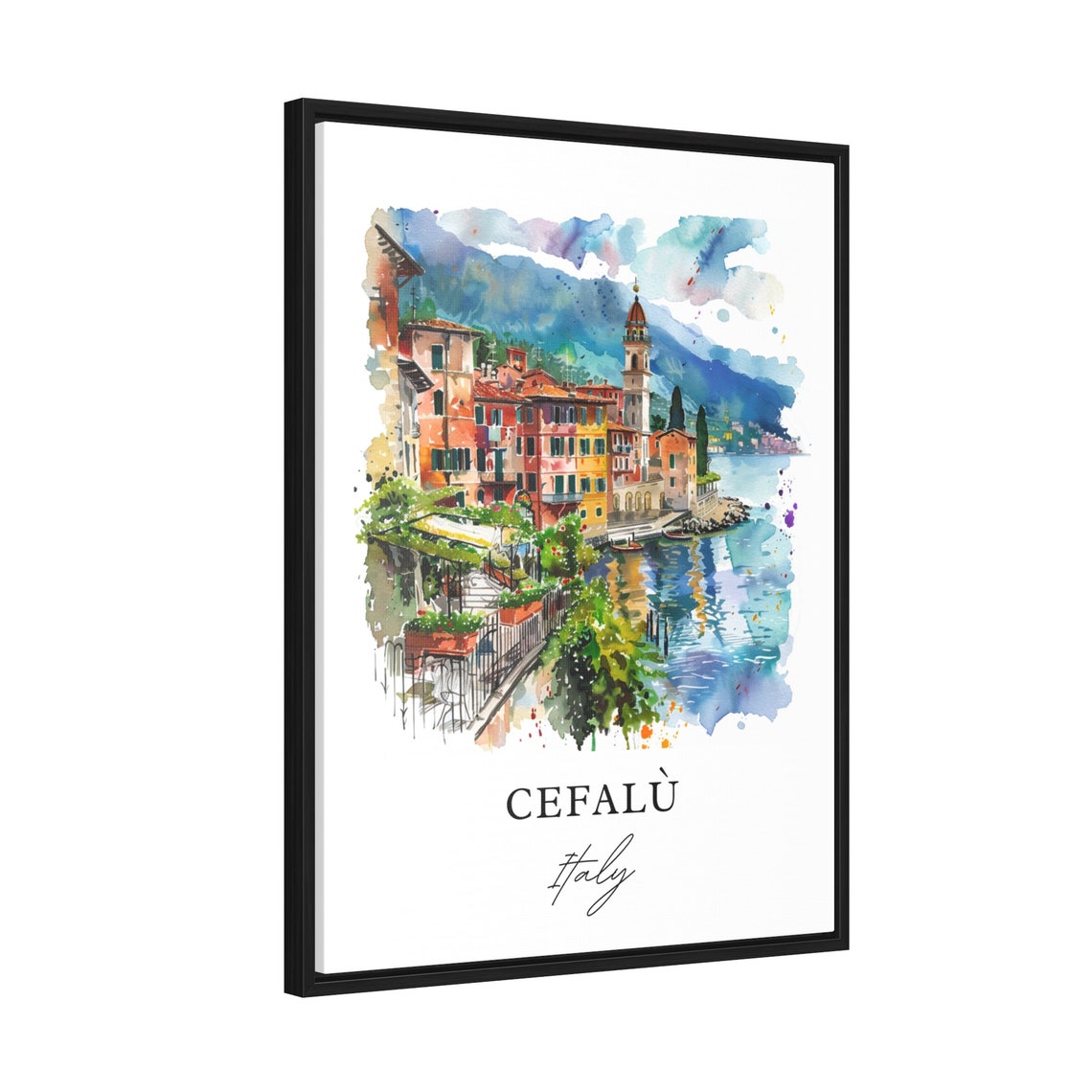Cefal Italy Watercolor Travel Poster, Sardinia - Image 2