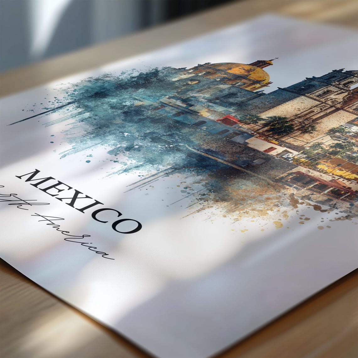 Mexico Wall Art Print Watercolor Gift Travel Poster Housewarming - Image 4
