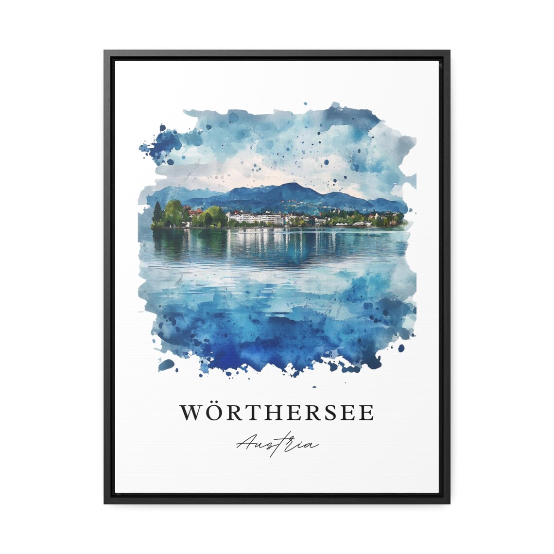 Worthersee Austria Alpine Lake Mountains Watercolor Travel Poster - Image 3
