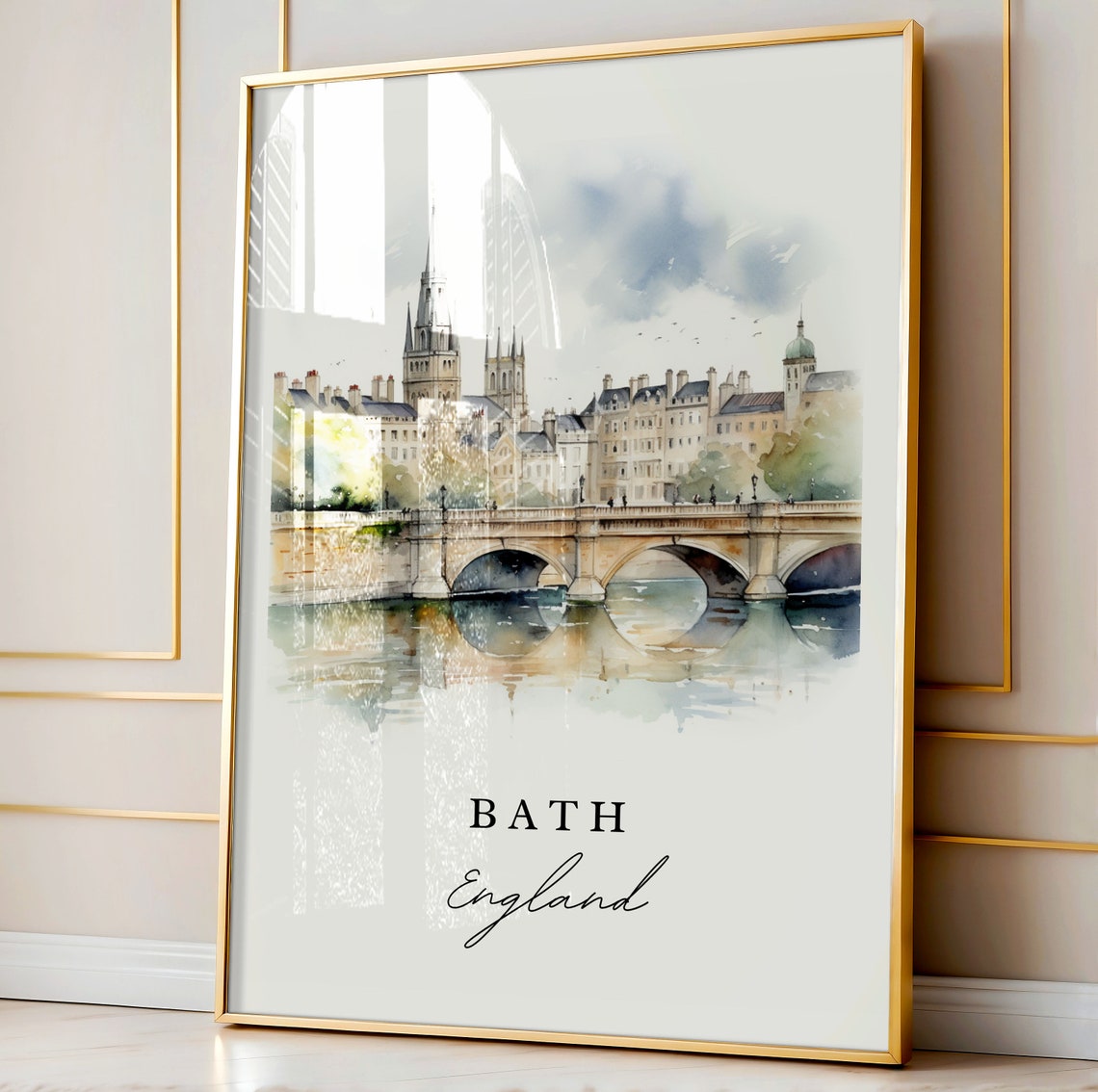 Bath England Travel Poster, Custom Text Art Print - Image 4