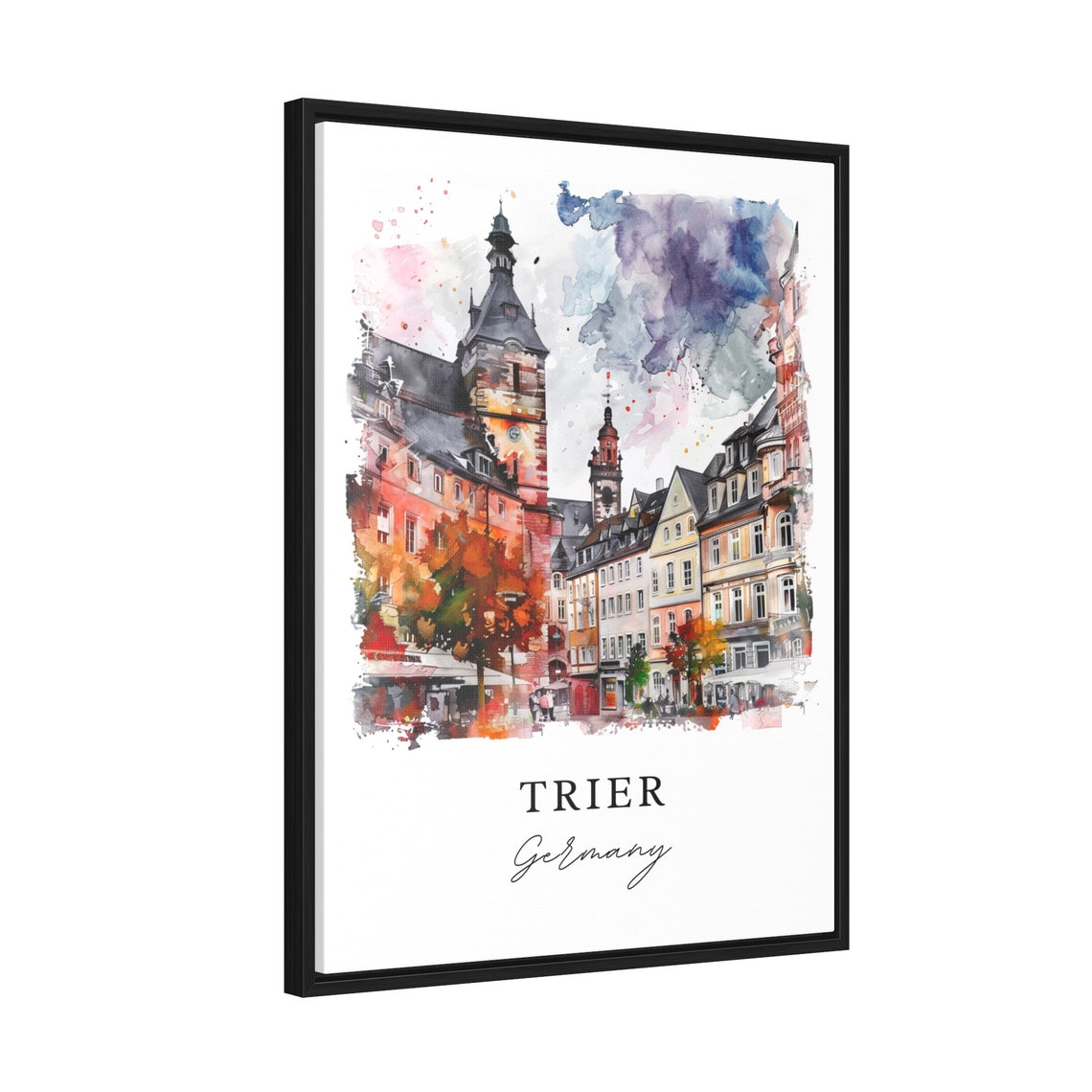 Trier Germany Old Town Church Towers Watercolor Travel Poster - Image 2