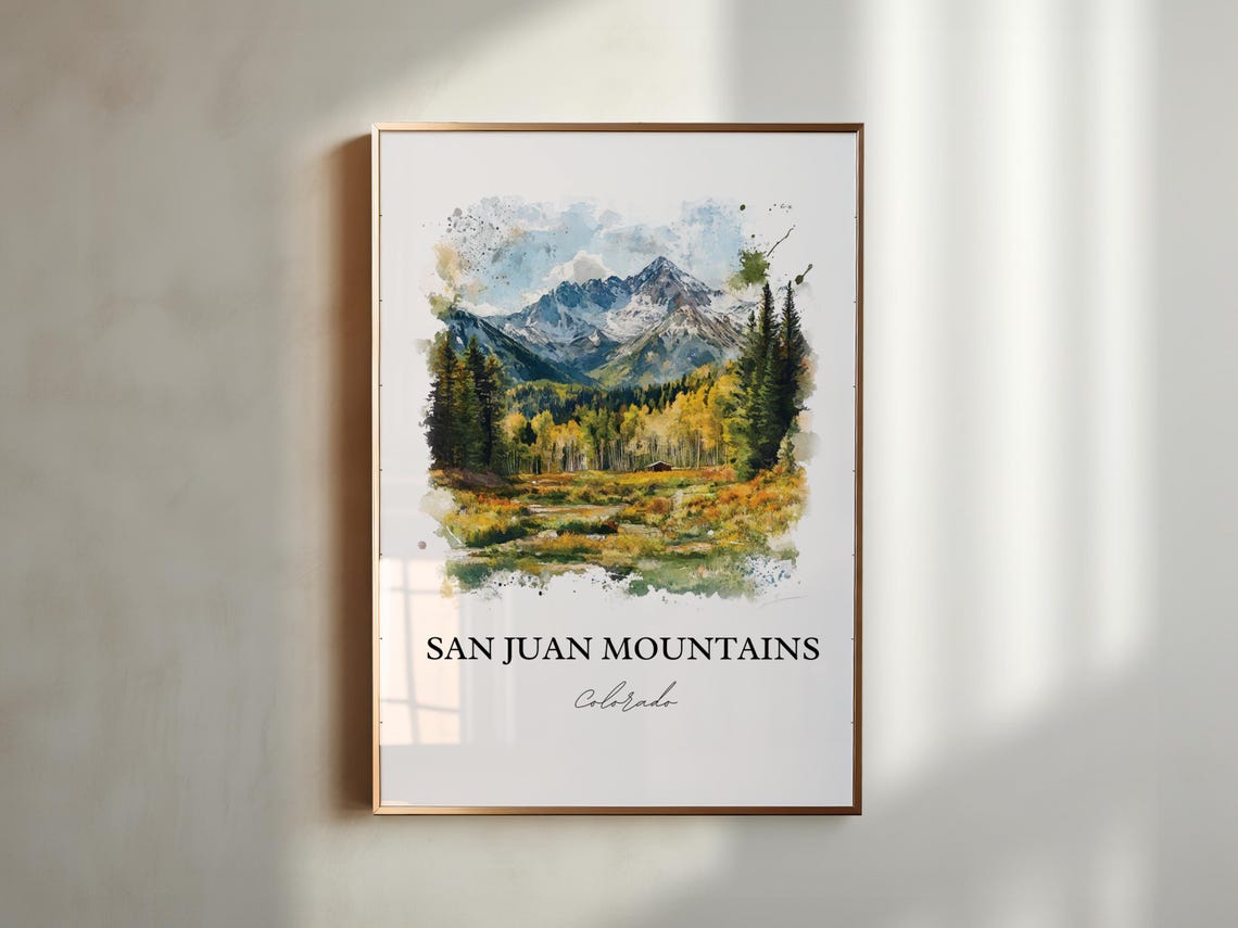 San Juan Mountains Colorado Aspen Valley Watercolor Travel Poster - Image 4