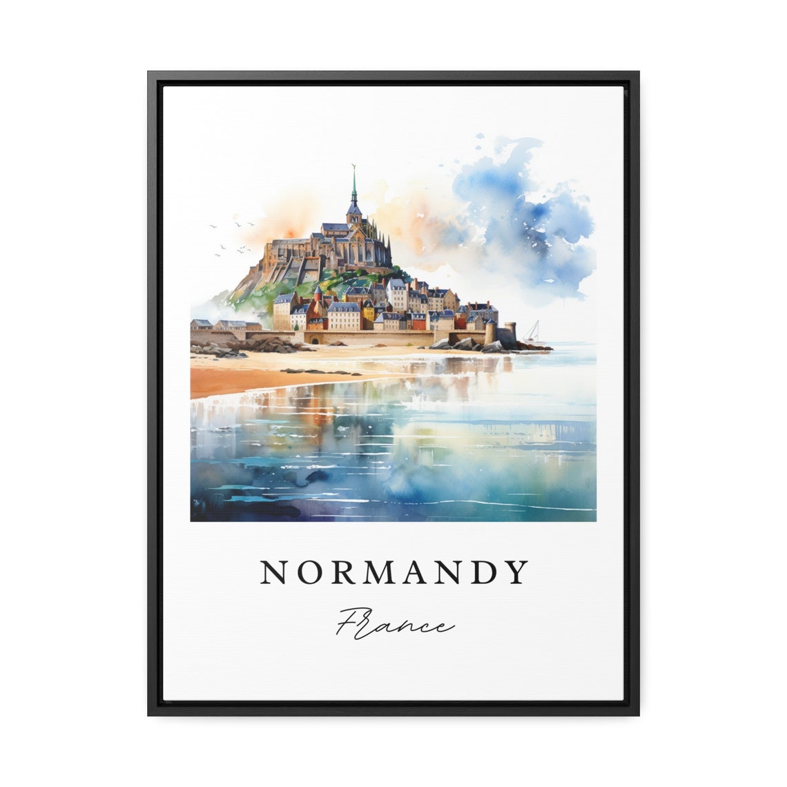 Normandy France Travel Poster, Custom Text Art Print - Image 2
