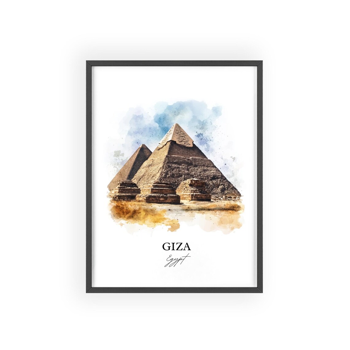 Giza Egypt Watercolor Pyramid Desert Ancient Wonder Art Poster - Image 2