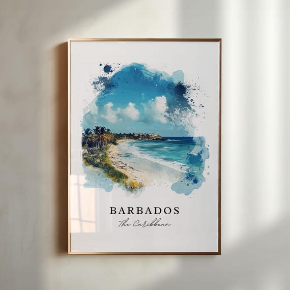 Barbados Wall Art Barbados Print Barbados Watercolor Art Bridgetown Gift Barbados Island Travel Print Travel Poster Housewarming Gift