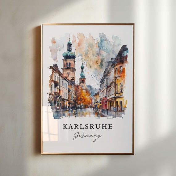 Karlsruhe Travel Poster, Germany Wall Art Print