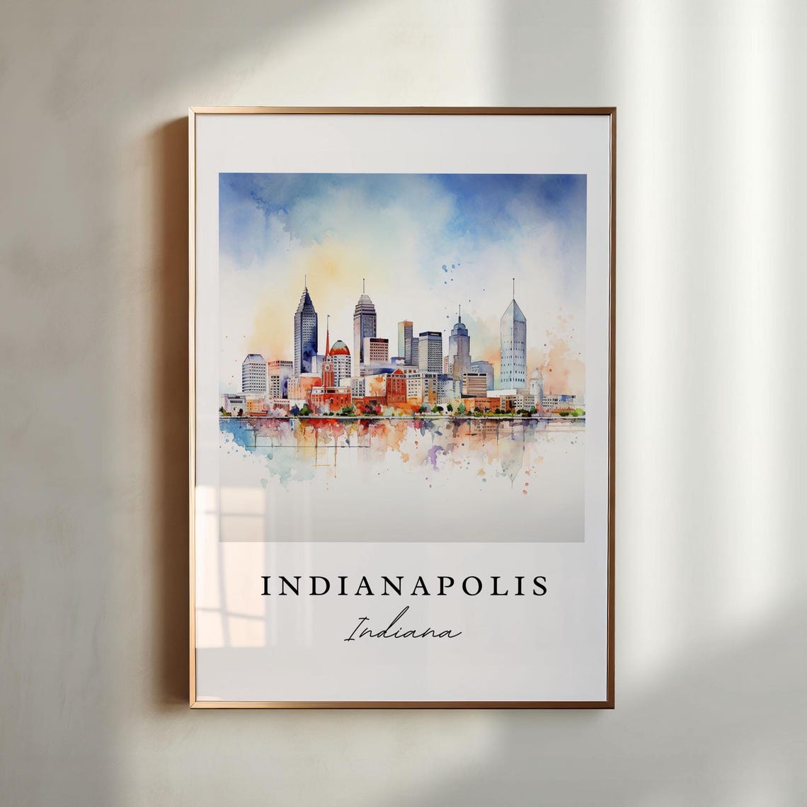 Indianapolis Cityscape Poster, Personalized Wall Art