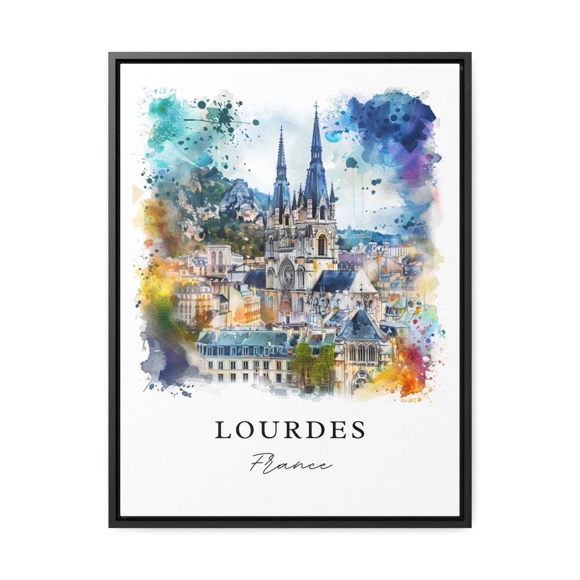 Lourdes France Watercolor Travel Poster, Art Print - Image 2