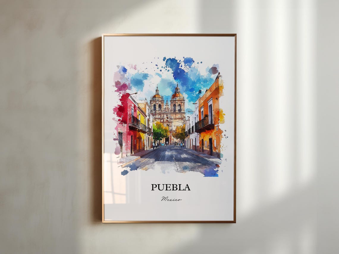 Puebla Mx Wall Art Mexico Print Watercolor Gift Travel Poster Housewarming - Image 5