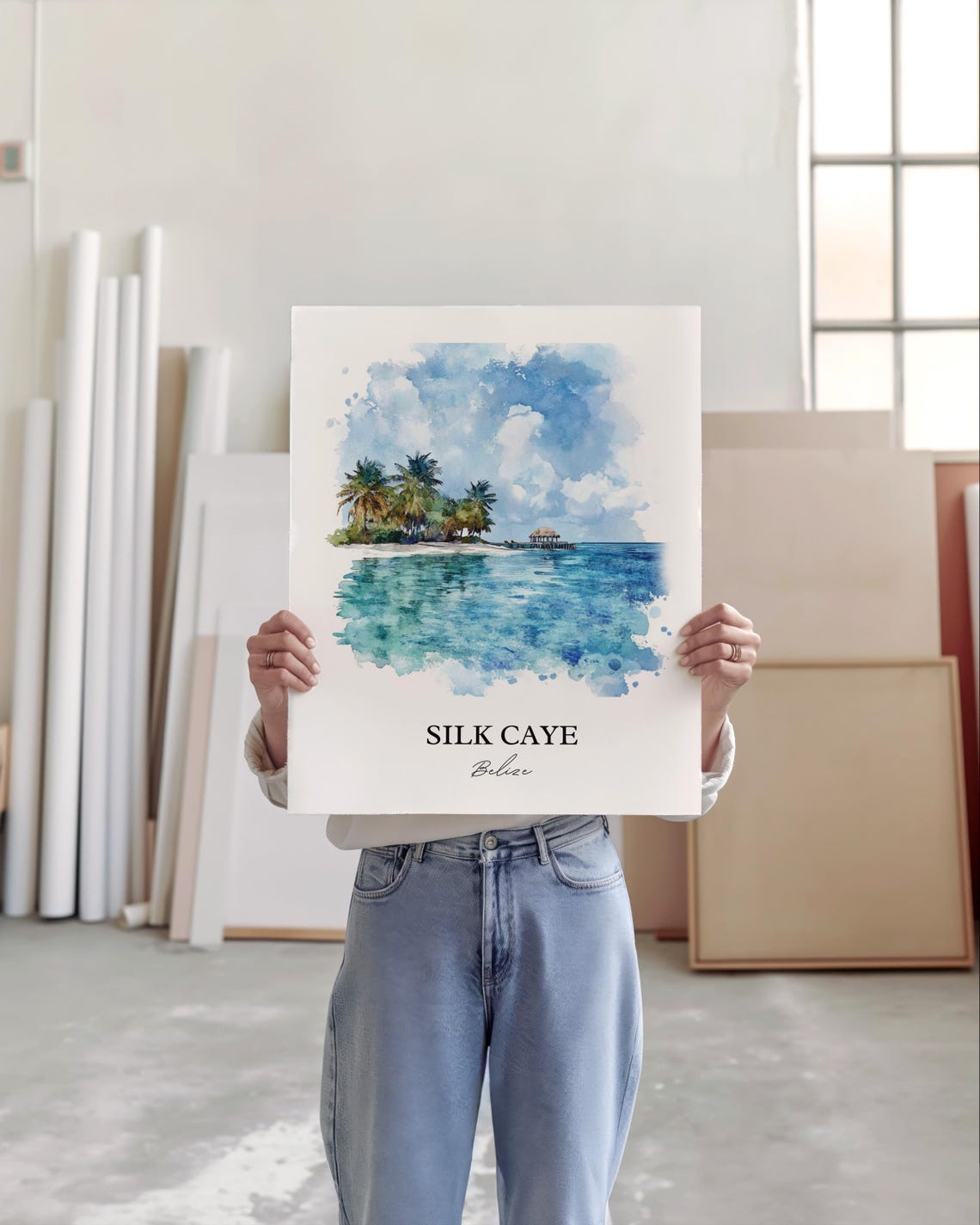 Silk Caye Wall Art Belize Print Watercolor Gift Travel Poster Housewarming - Image 4