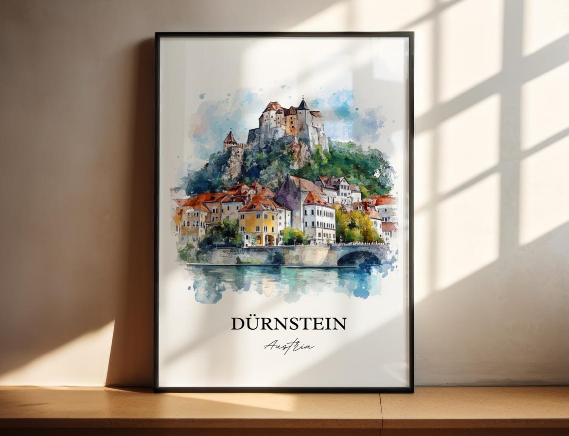 Dürnstein Austria Danube River Castle Watercolor Wachau Travel Poster