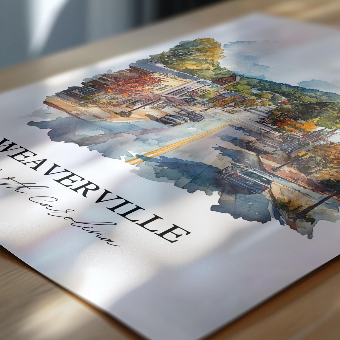 Weaverville North Carolina Main Street Watercolor Travel Gift Poster - Image 6