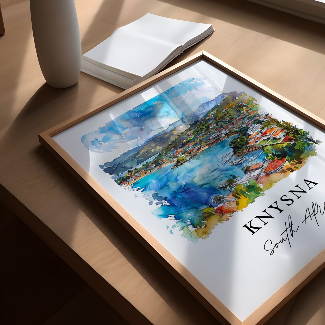 Knysna South Africa Coastal Lagoon Town Watercolor Travel Poster - Image 5