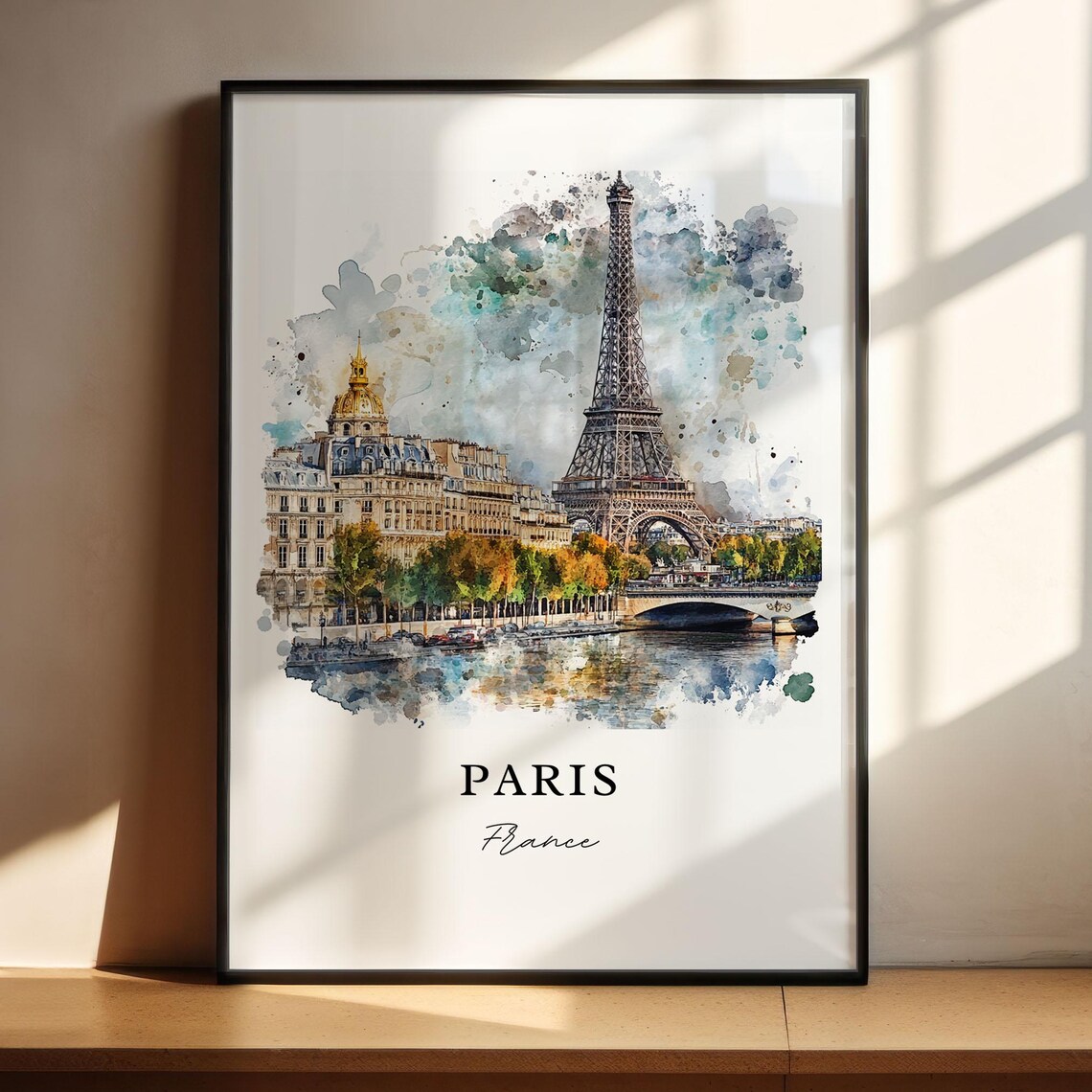 Paris Seine River Watercolor Travel Poster, France - Image 4