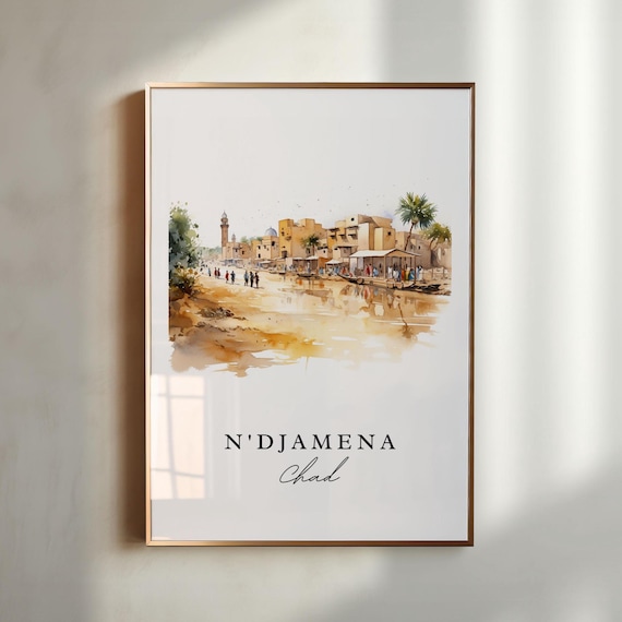 Ndjamena Wall Art Chad Ndjamena Poster Ndjamena Wedding Gift Chad Africa Present Custom Text Personalized Gift