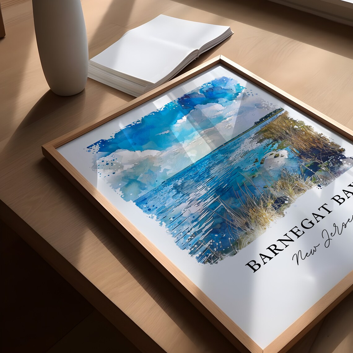 Barnegat Bay New Jersey Watercolor Coastal Bay Scene Art Poster - Image 5