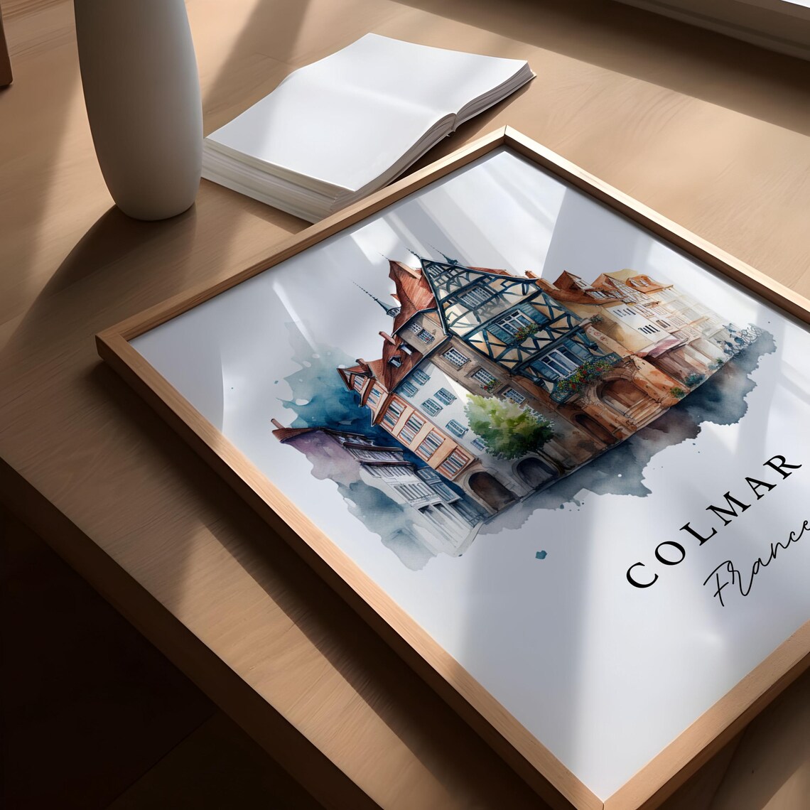 Colmar France Watercolor Half Timbered Old Town Houses Scenic Poster - Image 5