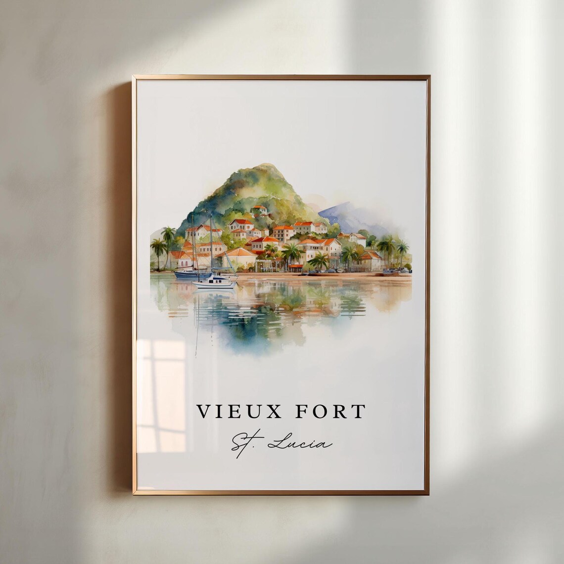 Vieux Fort St Lucia Vintage Travel Poster