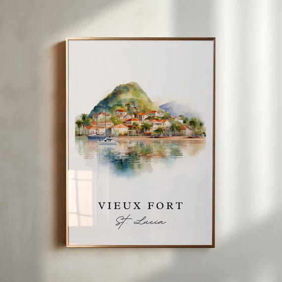 Vieux Fort St Lucia Vintage Travel Poster