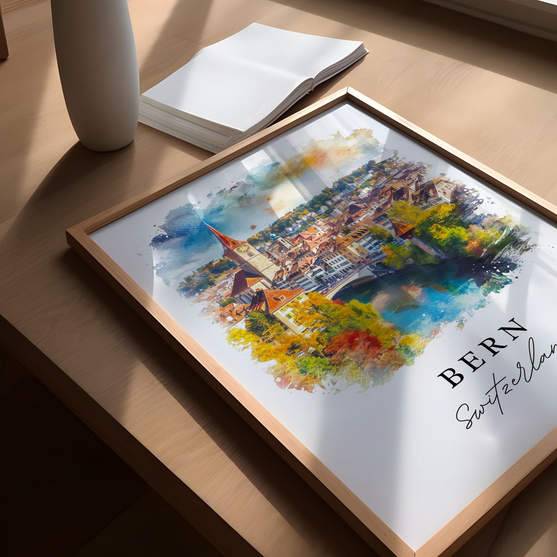 Bern Switzerland Travel Poster, Custom Text Print - Image 5