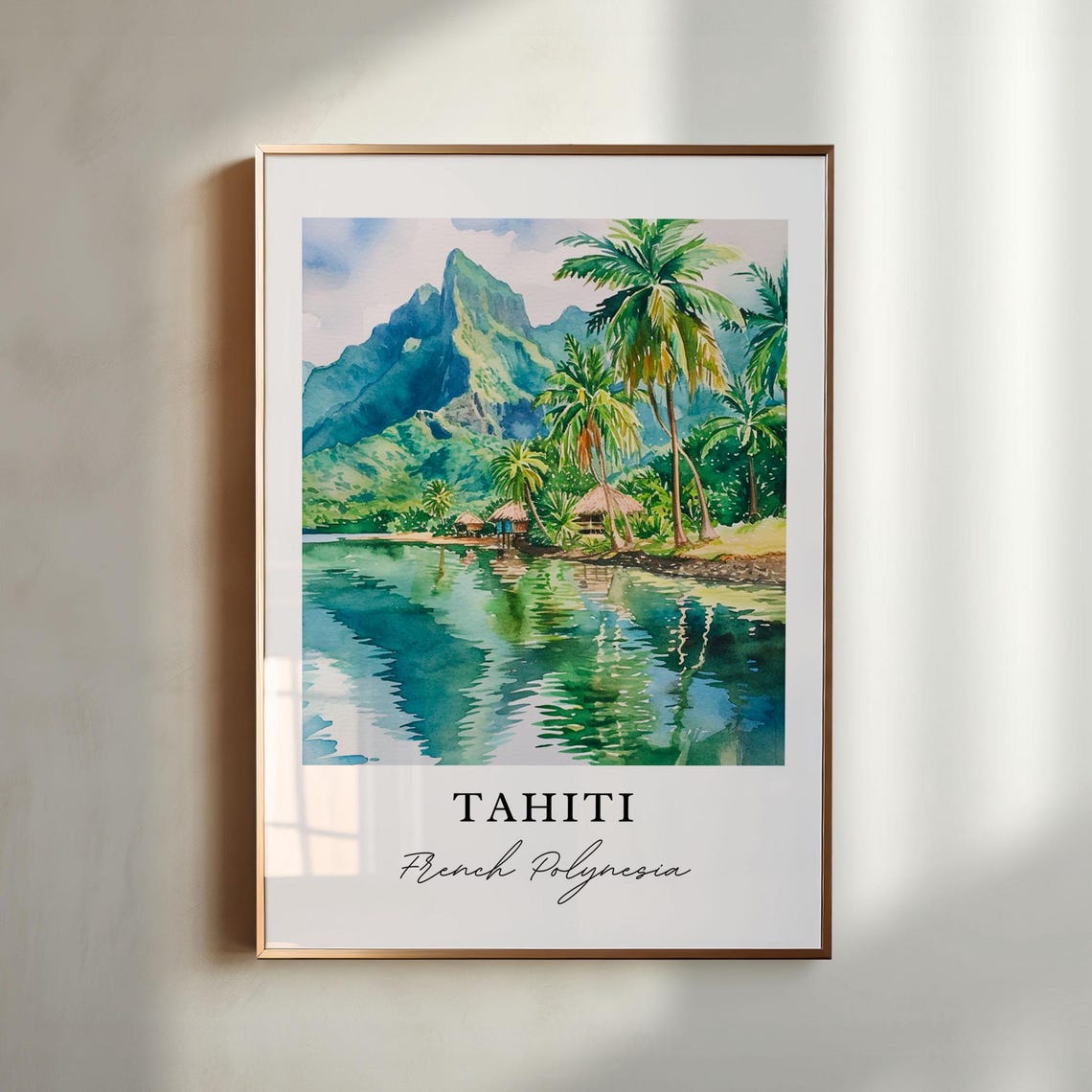 Tahiti French Polynesia Travel Poster, Custom Text