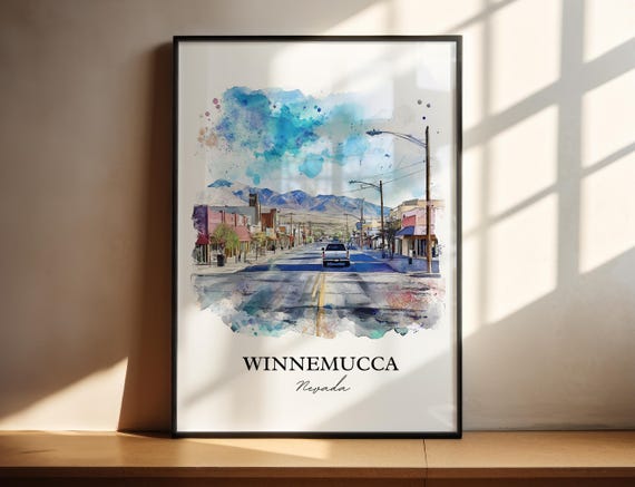 Winnemucca Nv Wall Art Humboldt County Print Nevada Watercolor Gift Travel Poster Housewarming