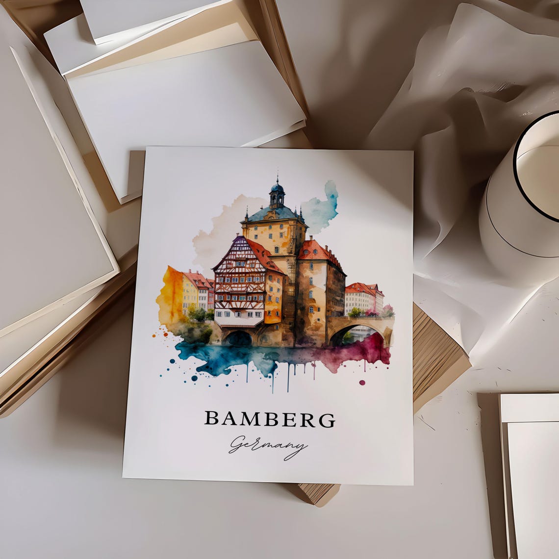 Bamberg Germany Travel Poster, Custom Text - Image 6