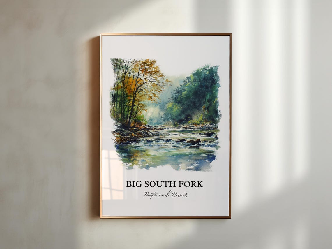 Big South Fork National River Autumn Forest Stream Watercolor Poster - Image 4