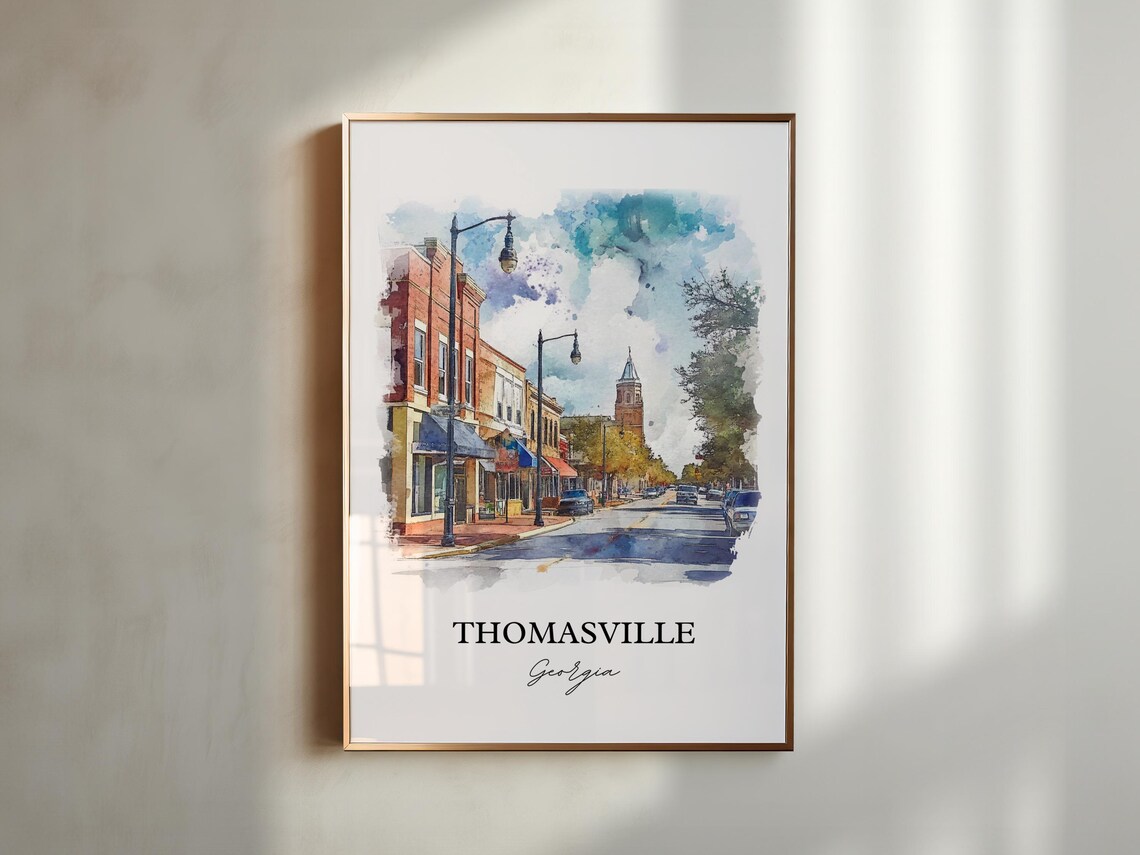 Thomasville Georgia Brick Street Tower Watercolor Travel Gift Poster - Image 4