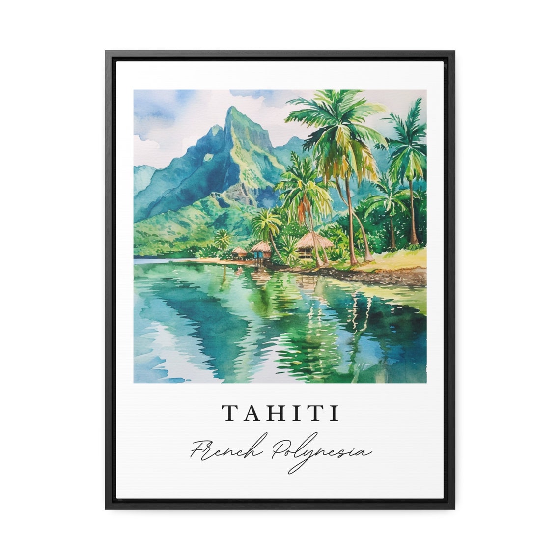 Tahiti French Polynesia Travel Poster, Custom Text - Image 3