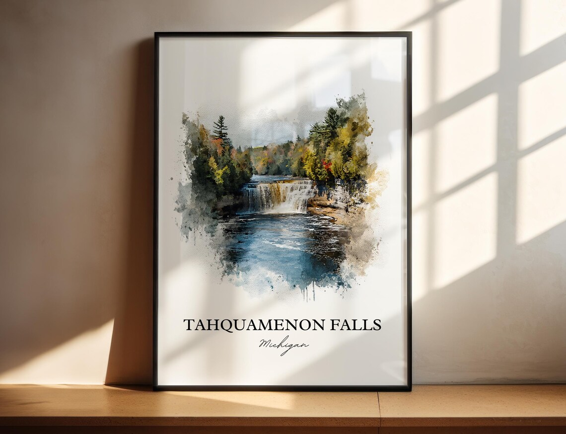 Tahquamenon Falls Michigan Upper Peninsula Waterfall Travel Poster