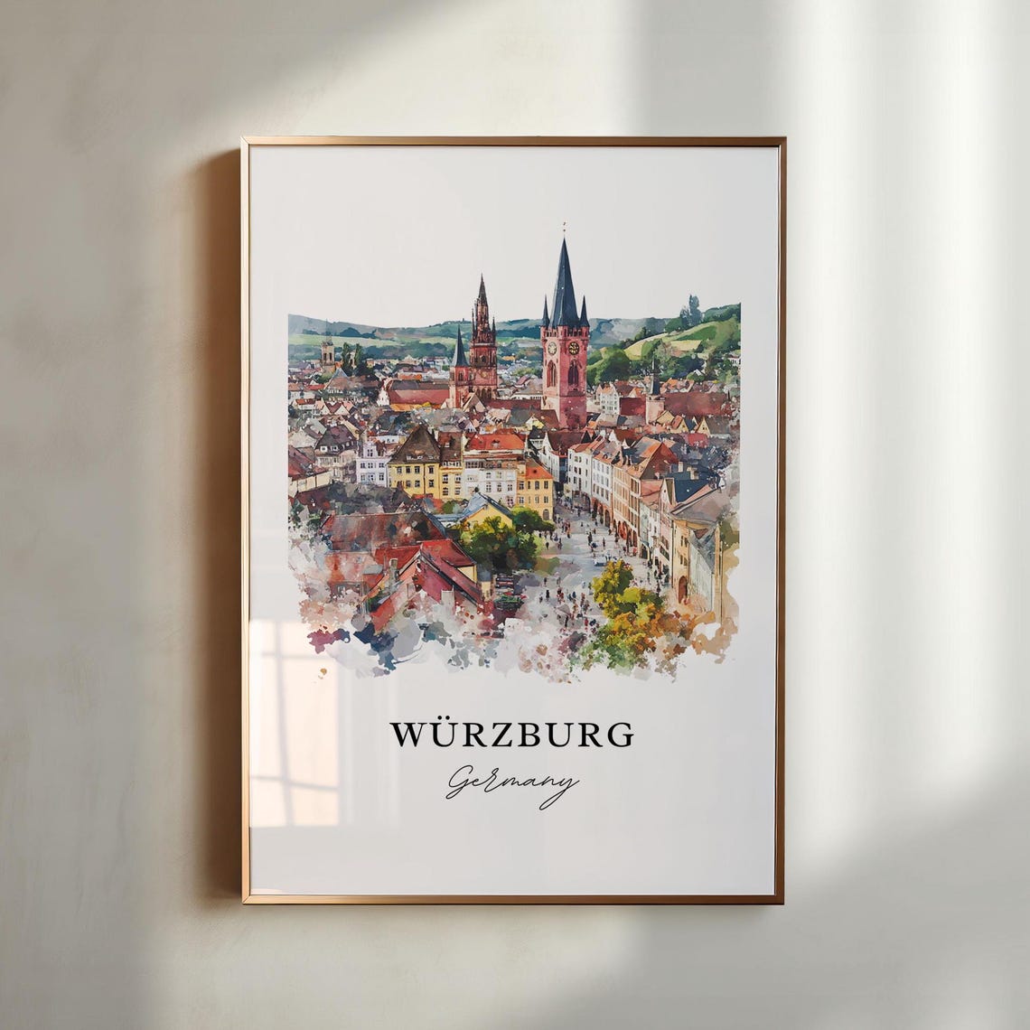 Wurzburg Bavaria Watercolor Travel Poster Art Print