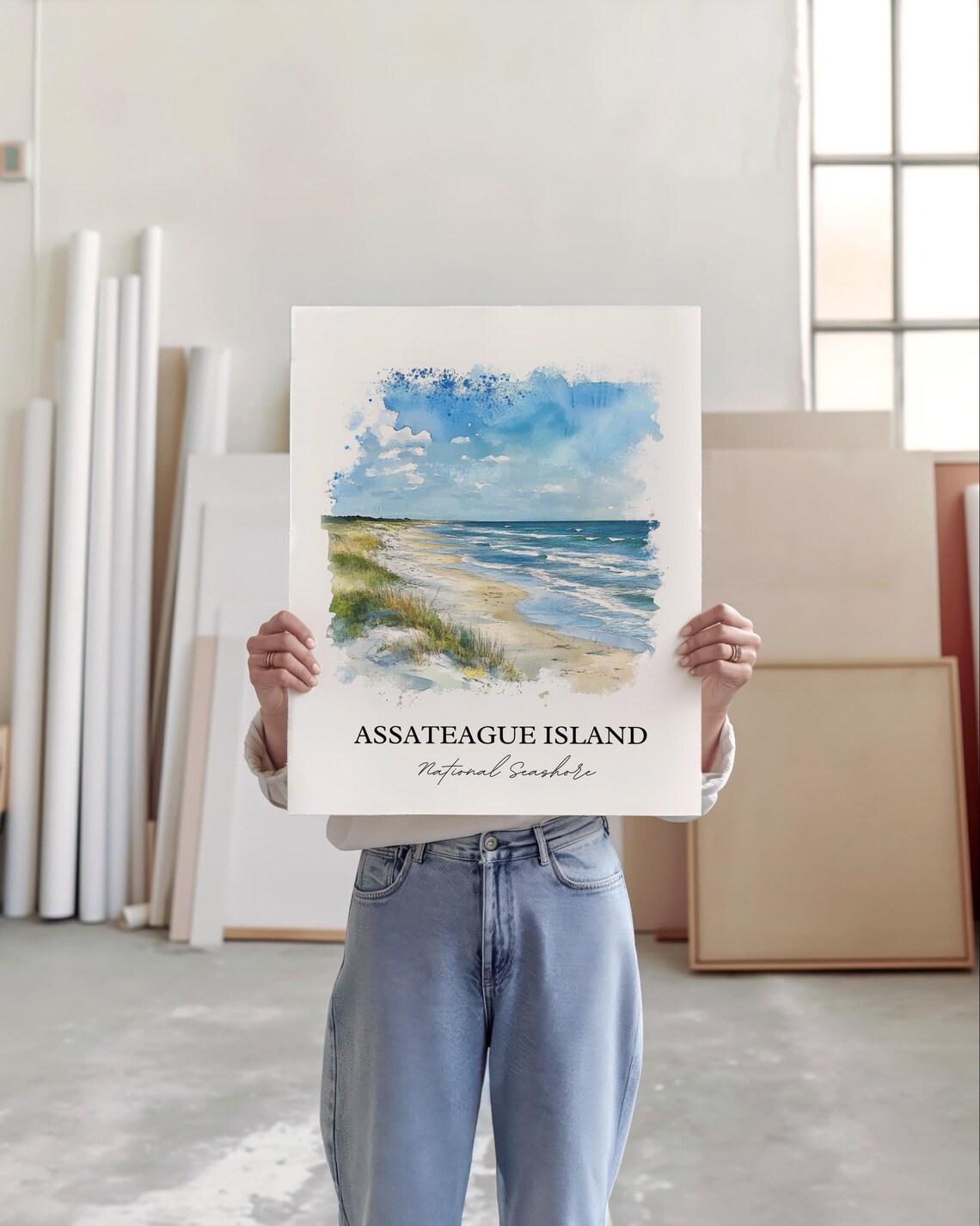 Assateague Island National Seashore Beach Dune Watercolor Poster - Image 5