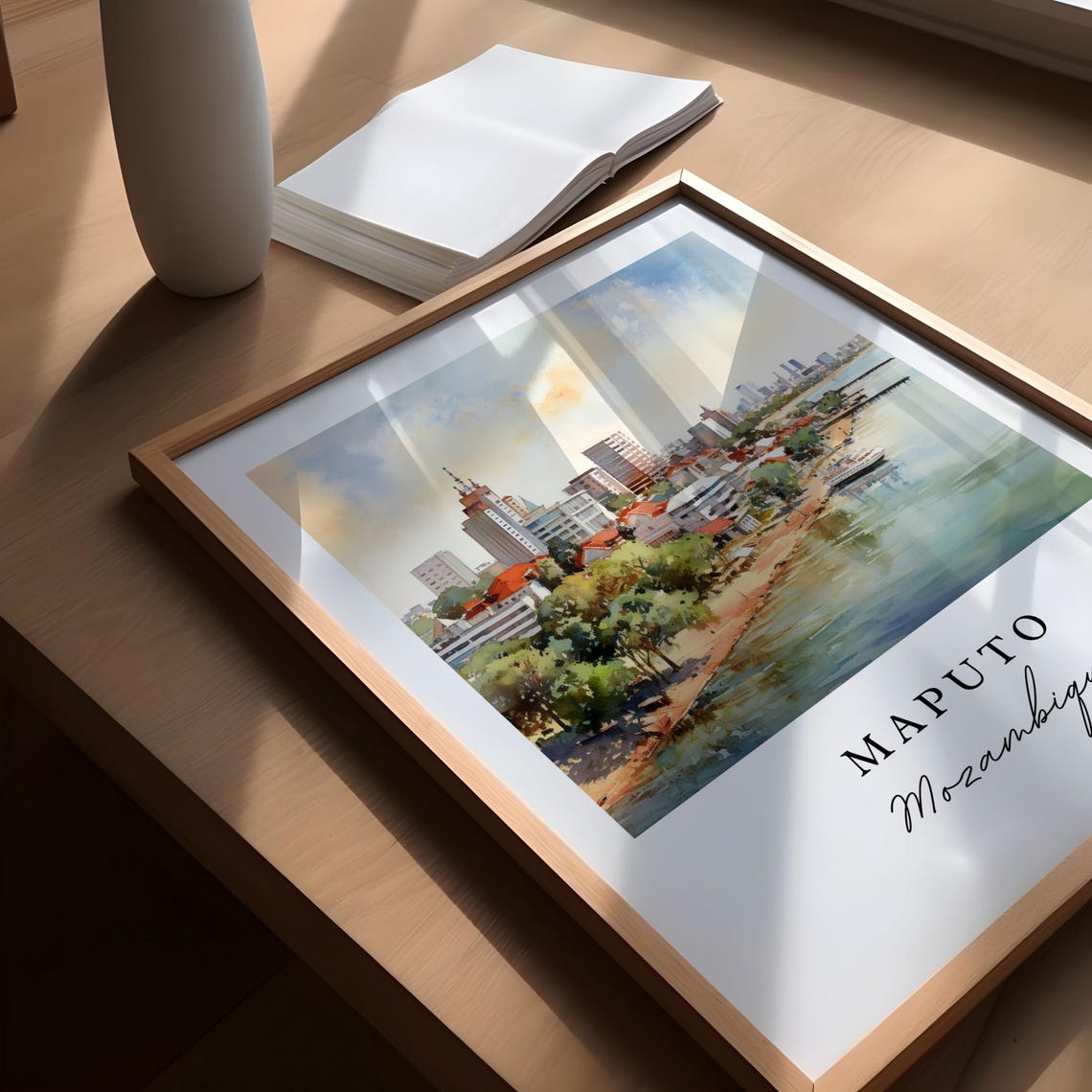 Maputo Wall Art Mozambique East Africa Print Wedding Gift Custom Text Personalized - Image 4