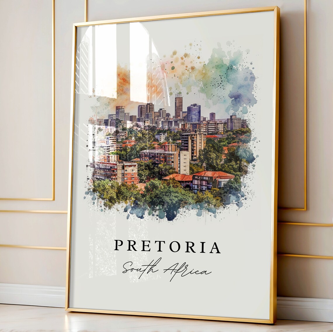 Pretoria South Africa Watercolor Skyline Panorama Travel Poster - Image 5