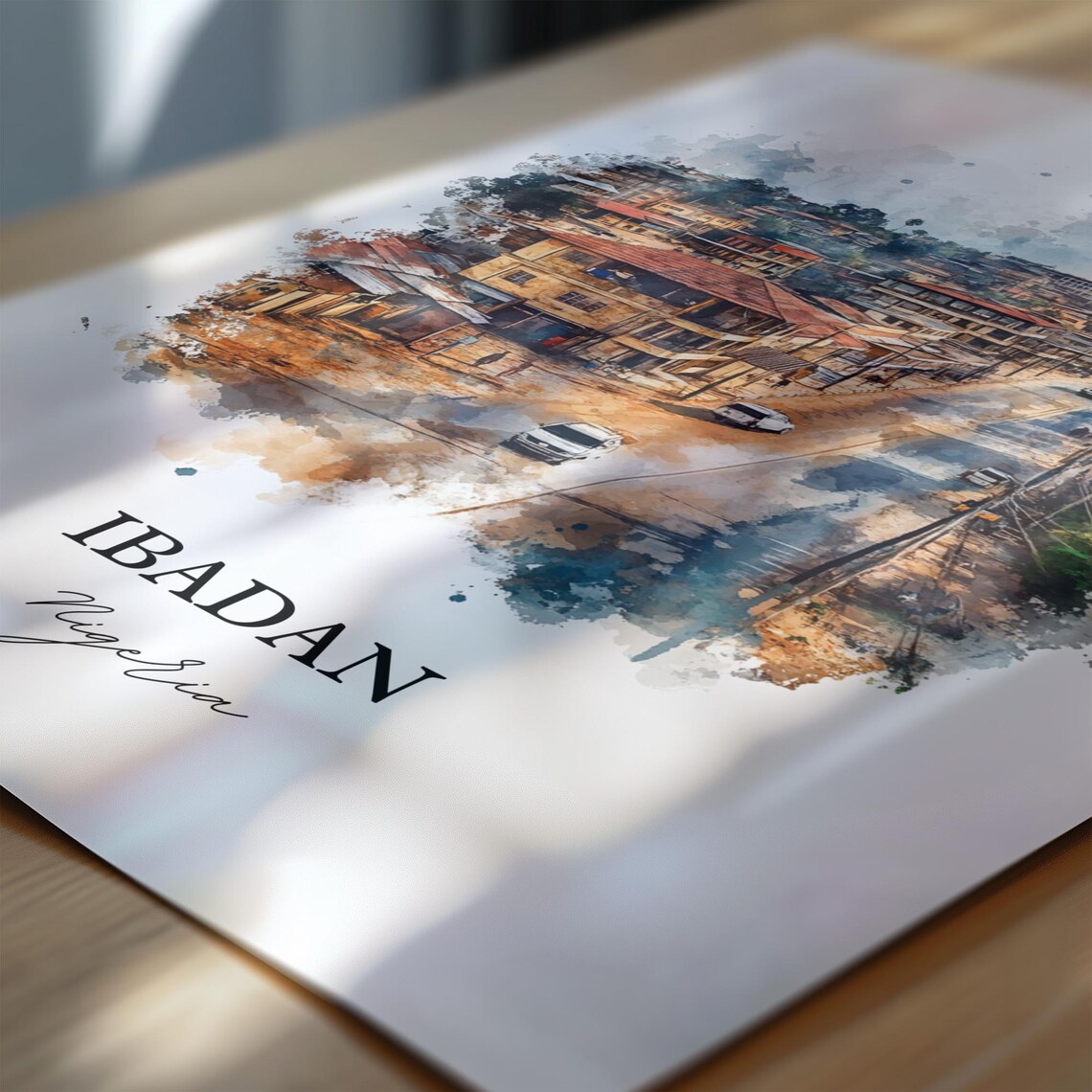 Ibadan Nigeria Watercolor Cityscape African Street Art Poster - Image 7