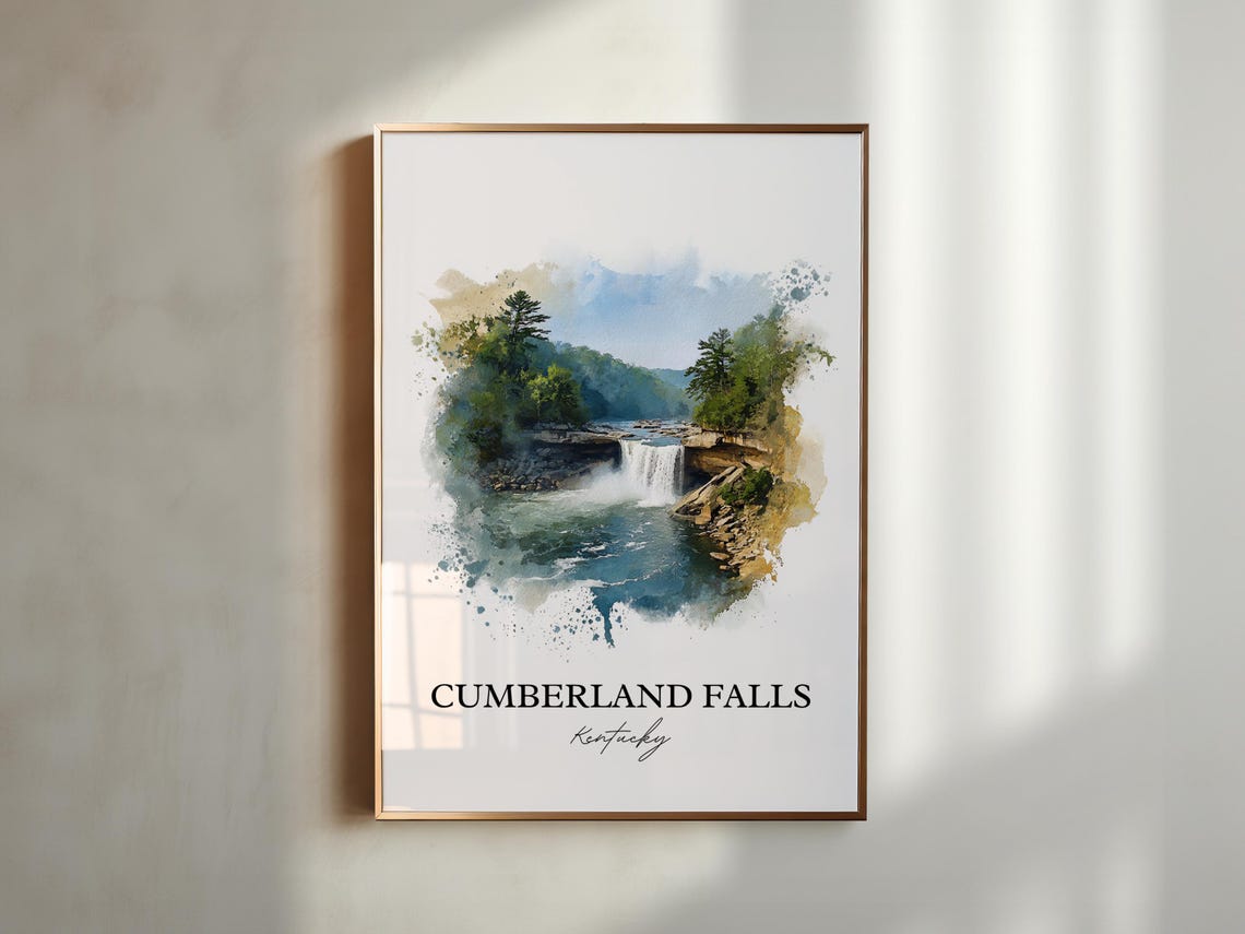 Cumberland Falls Kentucky Wide Cascade Waterfall Travel Poster - Image 3