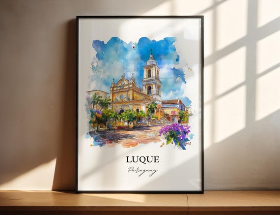 Luque Paraguay Wall Art Asuncin Print Watercolor Gift Travel Poster Housewarming