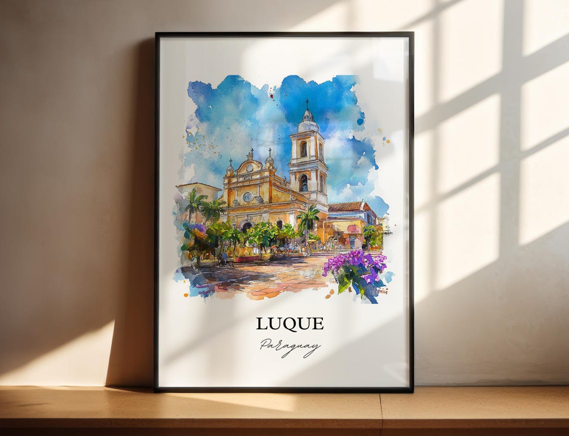 Luque Paraguay Wall Art Asuncin Print Watercolor Gift Travel Poster Housewarming