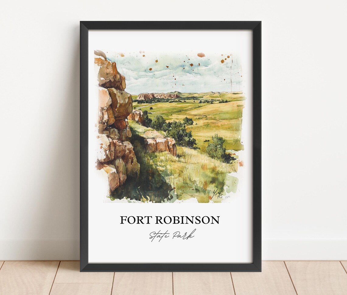 Fort Robinson State Park Nebraska Historic Buttes Watercolor Poster - Image 5