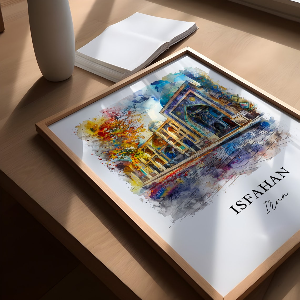 Isfahan Iran Watercolor Persian Tile Mosque Architecture Poster - Image 5