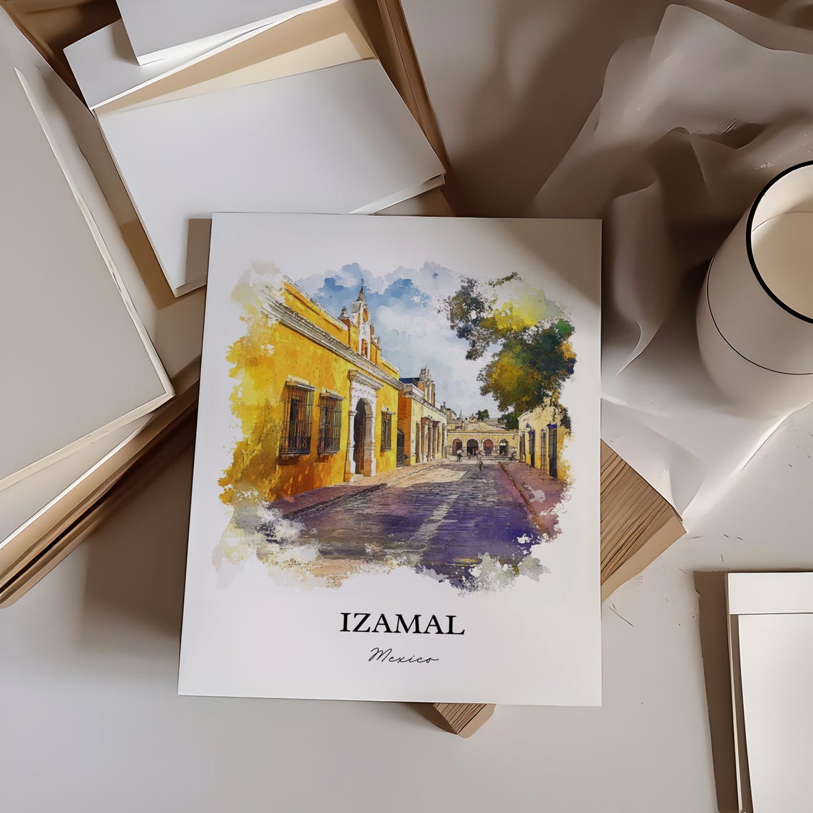 Izamal Mexico Wall Art Yucatn Print Watercolor Gift Travel Poster Housewarming - Image 3