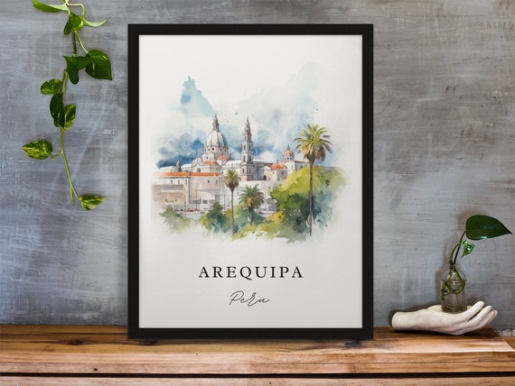 Arequipa Traditional Travel Art Peru Poster Wedding Gift Birthday Present Custom Text Personalized